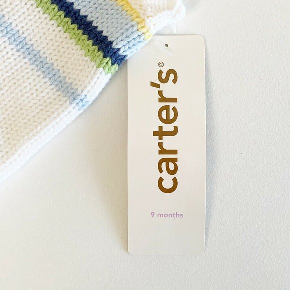 NWT Carter's 6 M V-neck Sweater Vest White Stripes - Picture 5 of 6